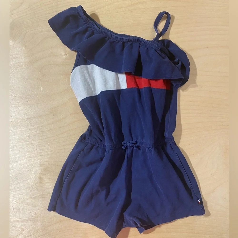 Tommy Hilfiger Navy and Red Kids Romper Medium (8/10) (Q)